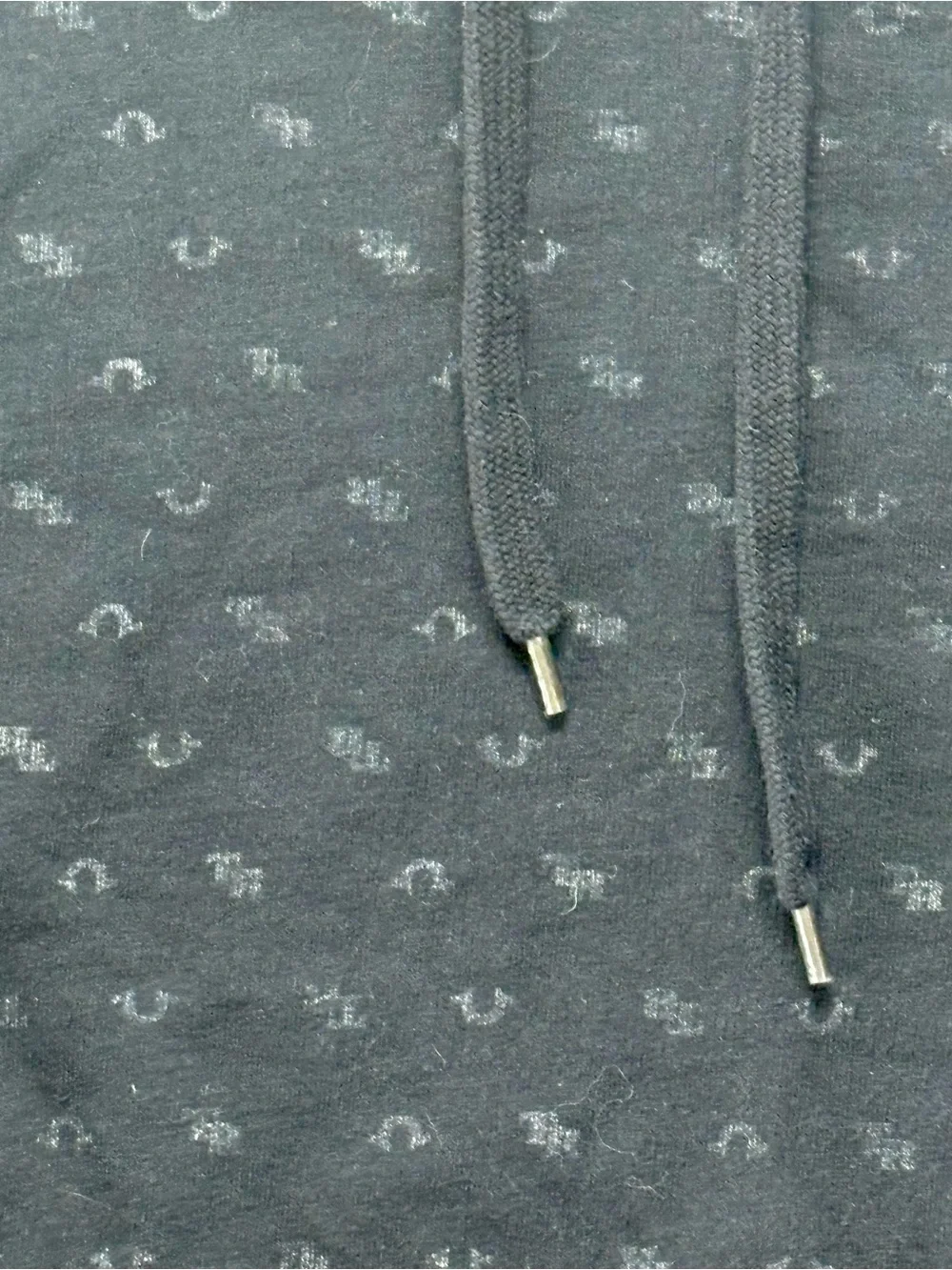 True Religion Black Hooded Sweatshirt with Tonal Logo Print